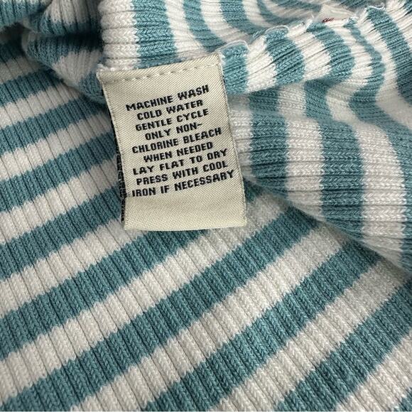 Y2k Polo Jeans Co by Ralph Lauren Blue White Striped Knit Turtleneck Size XL - Picture 8 of 9